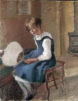 Camille Pissarro Jeanne Holding a Fan, oil on canvas painting by Camille Pissarro